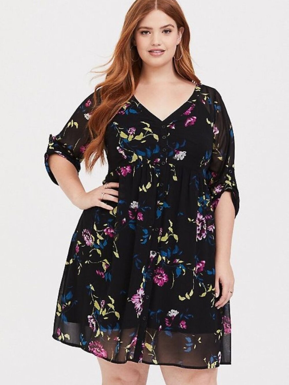 Black Floral Sheer Dress